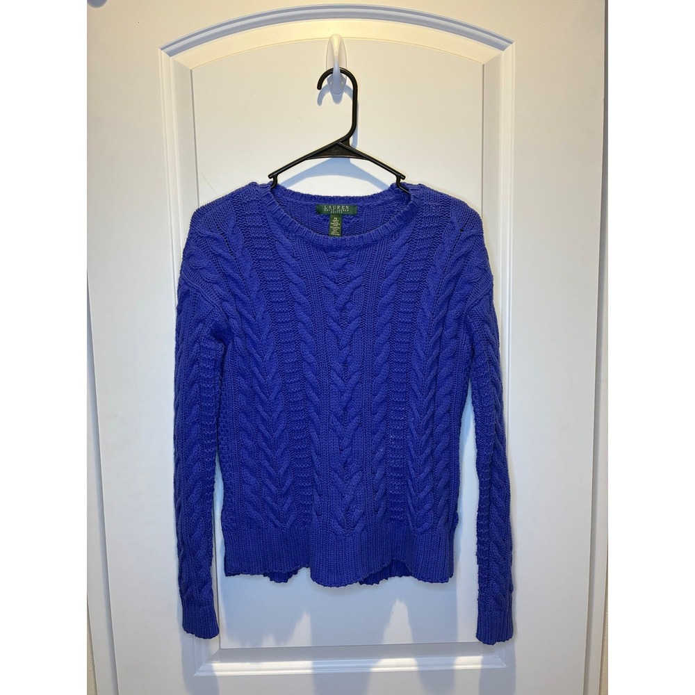 Lauren Ralph Lauren Royal Blue Knit Sweater Petite Small